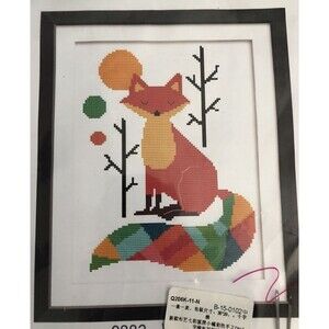 Joy Sunday Cross Stitch Kit #12882 Colorful Fox 14Ct Cotton Fabric & Thread New